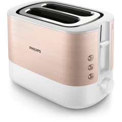 Philips Viva Collection HD2638/11 Toaster 950W - Elegant Rose Gold & White Design for Perfect Toast Every Time!